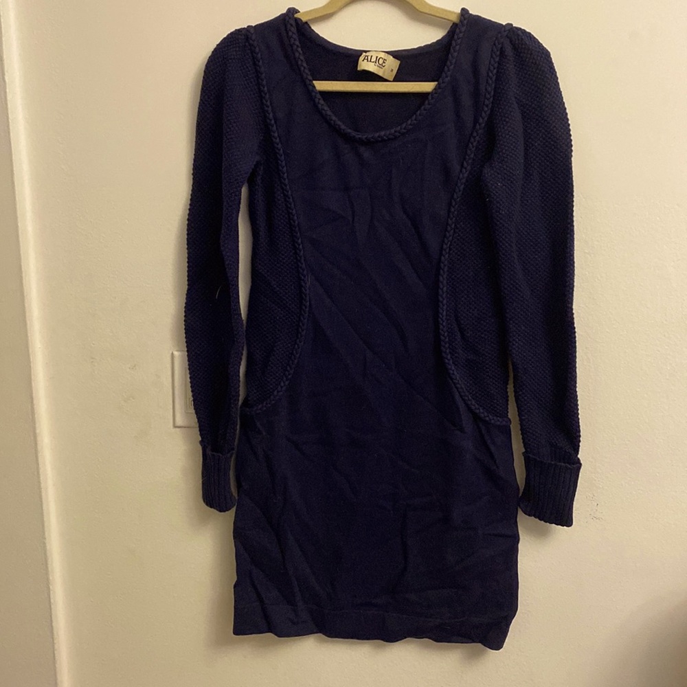 Knit navy sweater dress